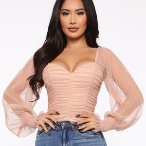 Keeping It Cute Top by Fashion Nova, Nude, Size L